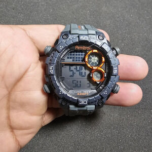 Armitron Mens Dual Time 1/100s Chrono Sports Digital Watch 40/8331 Working shows